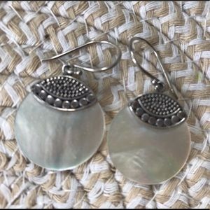925 silver & mother of pearl French wire earrings